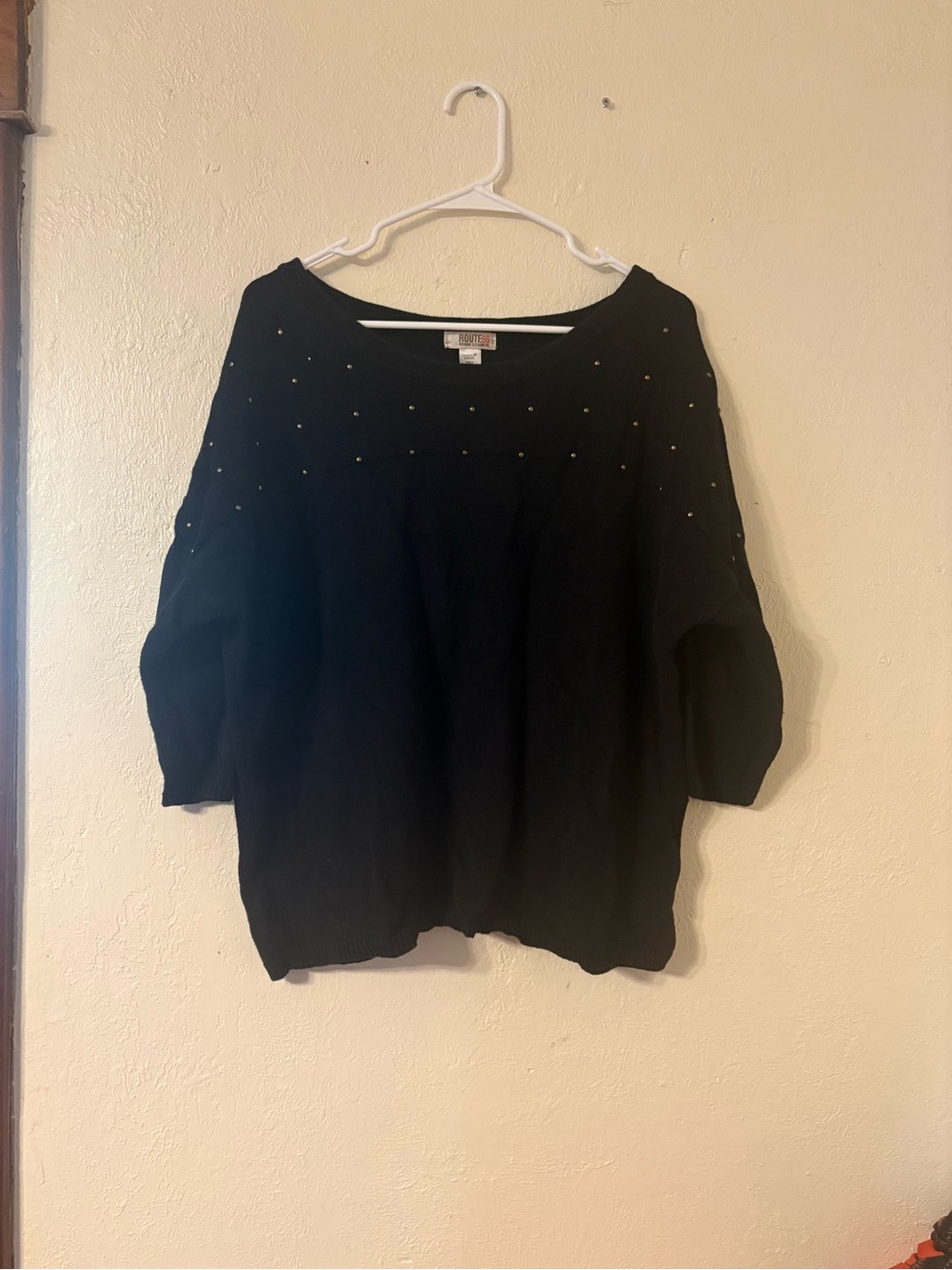 Route 66 Black Studded Knit Pullover